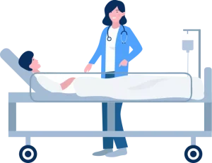 Hospital nurse checking patient in bed